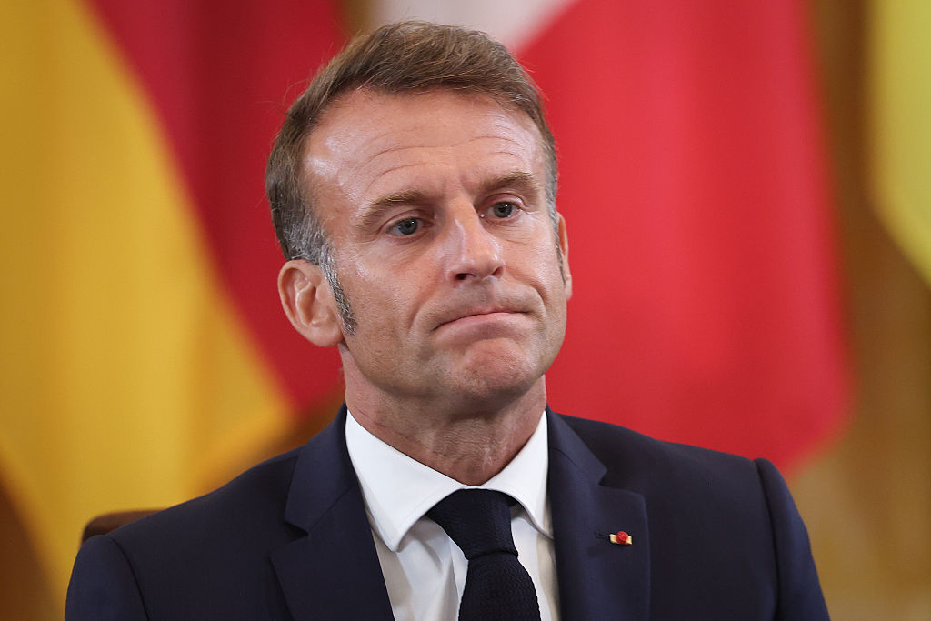 WASHINGTON, DC - AUGUST 18: French President Emmanuel Macron attends a meeting with European leaders, U.S. President Donald Trump, and Ukrainian President Volodymyr Zelensky at the White House on August 18, 2025 in Washington, DC. President Trump hosted President Zelensky at the White House for a bilateral meeting and an expanded meeting with European leaders to discuss a peace deal between Russia and Ukraine. (Photo by Win McNamee/Getty Images)