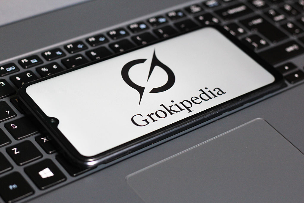 CANADA - 2025/10/28: In this photo illustration, the Grokipedia logo is seen displayed on a smartphone screen. (Photo Illustration by Thomas Fuller/SOPA Images/LightRocket via Getty Images)