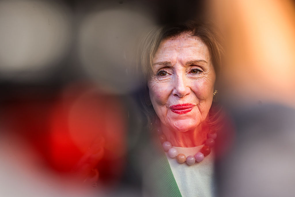 Rep. Nancy Pelosi, speaks to reporters after a campaign event in support of Proposition 50 in San Francisco, Monday, Nov. 3, 2025. (Photo by Gabrielle Lurie/San Francisco Chronicle via Getty Images)