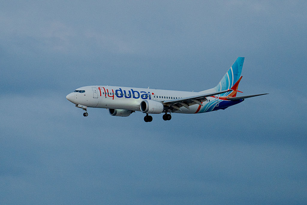 TZAFRIA, ISRAEL - SEPTEMBER 30: A plane carrying passengers from an earlier Flydubai flight that was diverted to Saudi Arabia arrives at Ben Gurion Airport on September 30, 2026 in Tzafria, Israel. This morning, a Flydubai flight from Dubai to Tel Aviv was diverted to Saudi Arabia after a violent altercation in the cockpit. Passengers told media outlets that a pilot was stabbed and temporarily lost control of the plane. A second plane was sent to Saudi Arabia to retrieve the stranded passengers and return them to Israel. (Photo by Erik Marmor/Getty Images)